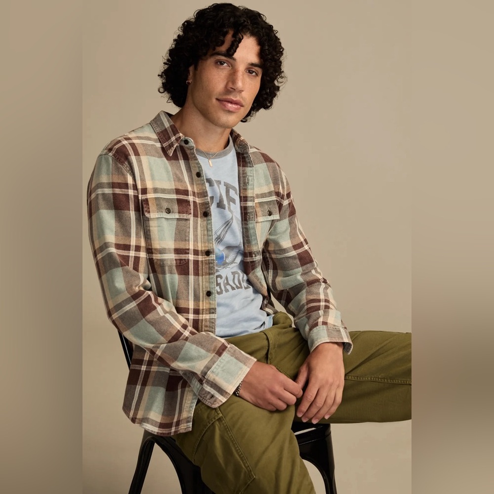 Lucky Brand XXL Acid Wash Plaid Flannel Shirt NWT